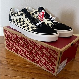 Vans Black and Cream Checkerboard Sneakers
